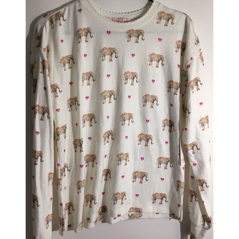 NWT PJ Salvage Women's Size XS Love A Ton Ivory Cozy Knit Pajama Lounge Top - Picture 3 of 4